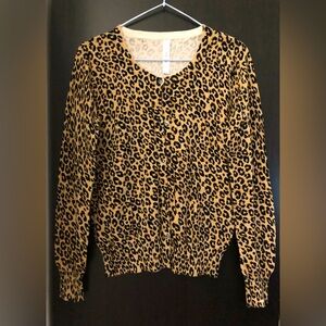 Brown Cardigan Leopard Design